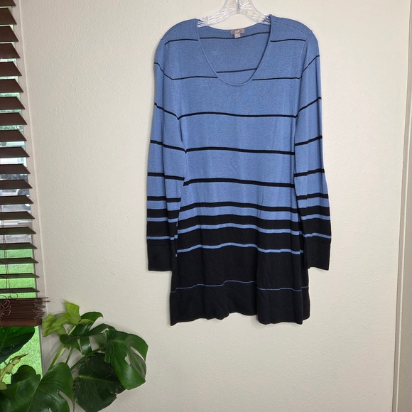 J. Jill Striped Sweater Tunic Wool Blend Long Sleeve XL Blue Stripe - Picture 1 of 9